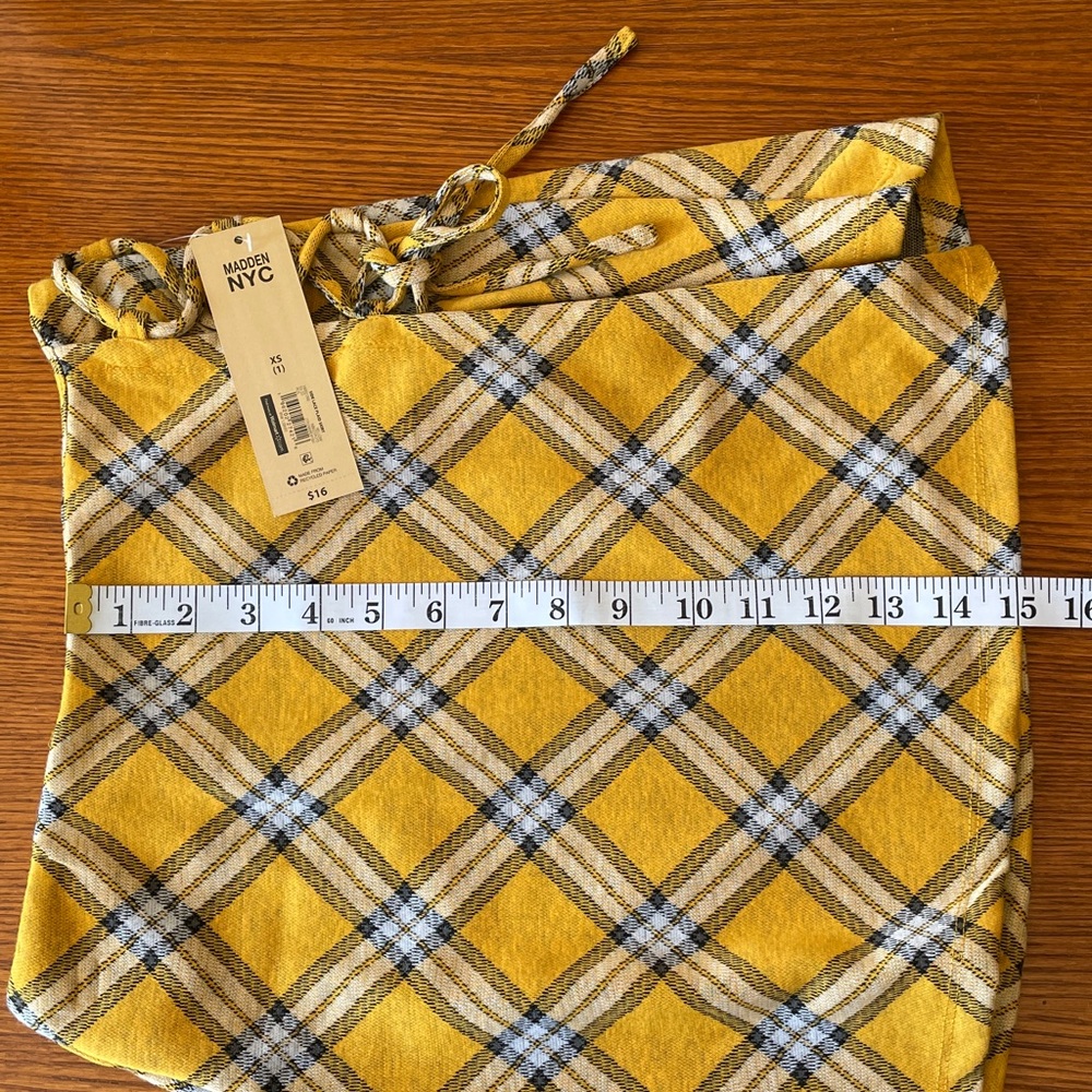 Madden NYC Side Lace Yellow Plaid Mini Skirt Preppy Y2K Academia‎ School Girl - Picture 9 of 16